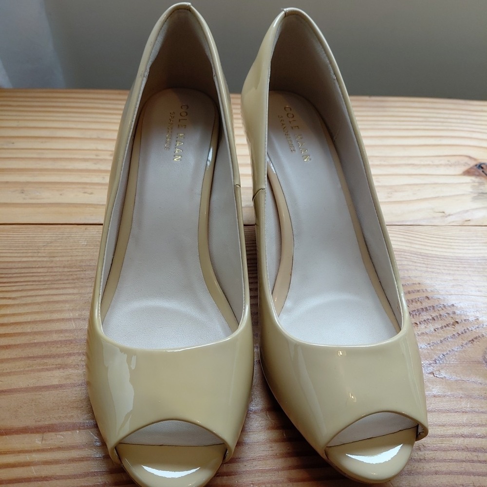 Butter Yellow New Open Toe Cole Haan Sandal wedges Sz‎ 8.5